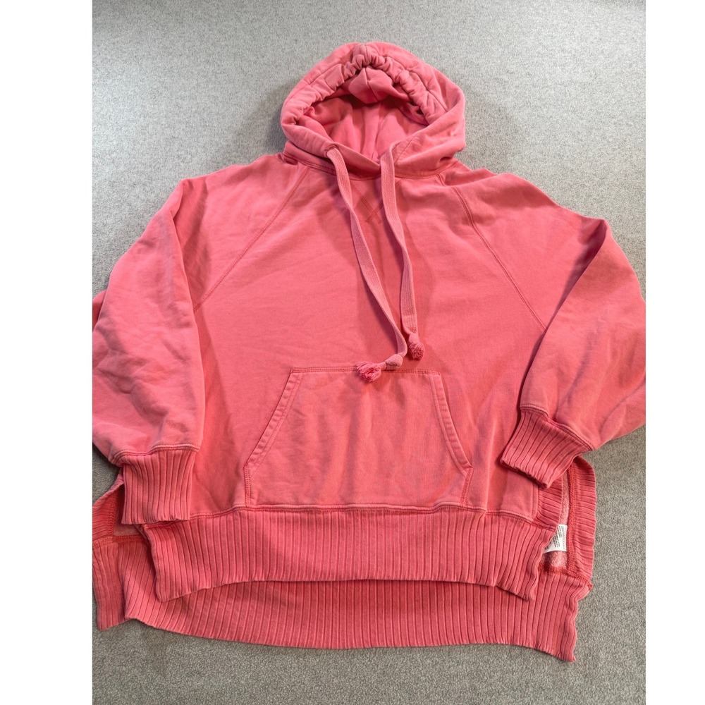 American Eagle Hoodie Mens Medium Coral Pink Excellent High-Low Side Slit Fleece
